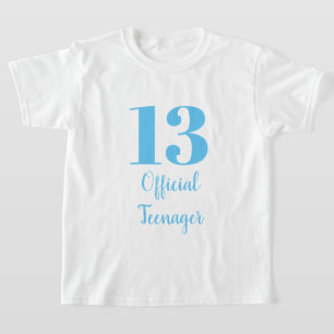 Officiële tiener 13e verjaardag Sky Blue White T-shirt