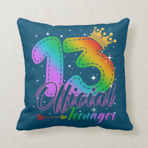 Officiële tiener in regenboogkleuren 13e verjaard kussen