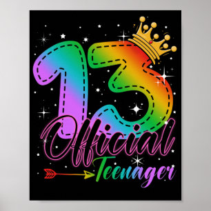 Officiële tiener in regenboogkleuren 13e verjaarda poster