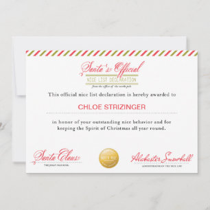 Officiële verklaring van Nice van de kerstman Feestdagenkaart