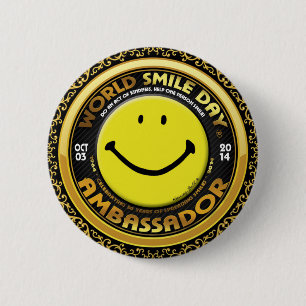 Officiële World Smile Day® 2014 Ambassadeur Butt Ronde Button 5,7 Cm