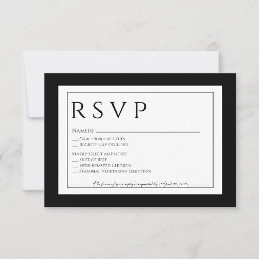 Officiële zwart-wit bruiloft reactie Kaart (Voorkant)
