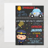 Officier de police garçon invitation d'anniversair (Devant / Derrière)