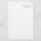 Officier in de rechten Minimalist Classical Plain Briefpapier (Voorkant / Achterkant)