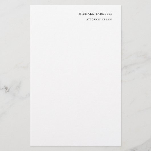 Officier in de rechten Minimalist Classical Plain Briefpapier (Voorkant)