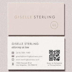 Officier in de rechten QR Code Blush Pink Luxury Visitekaartje