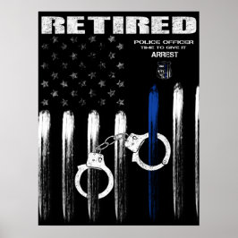 Officier Thin Blue Line Gepensioneerd Poster