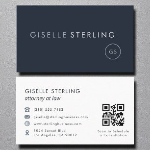 Officier van Justitie QR Code Navy Blue Luxury Visitekaartje