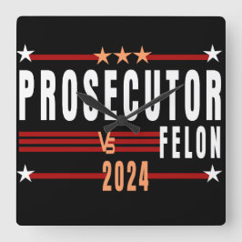 Officier van Justitie vs Felon 2024 Muurklok Vierkante Klok