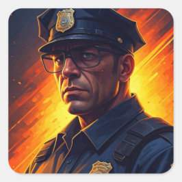 officier vierkante sticker
