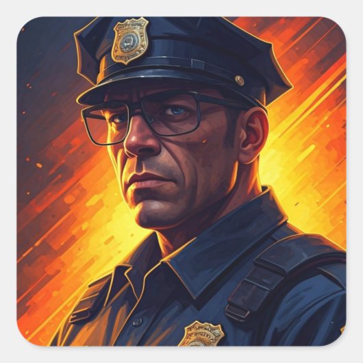 officier vierkante sticker (Voorkant)