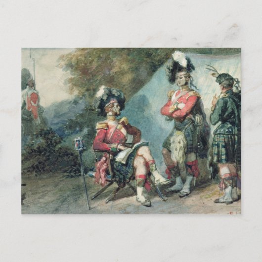 Officieren van de 79e hooglanders briefkaart (Voorkant)