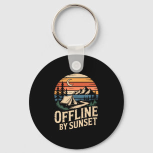 Offline bij zonsondergang retro camping bergavontu sleutelhanger
