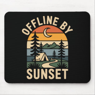 Offline bij zonsondergang retro kamperen natuur bu muismat