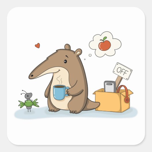 Offline Modus | Miereneter Vierkante Sticker (Voorkant)