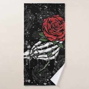 Offrande de rose de squelette argenté Glam gothiqu