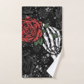 Offrande de rose squelette argentée gothique glamo (Serviette à main)