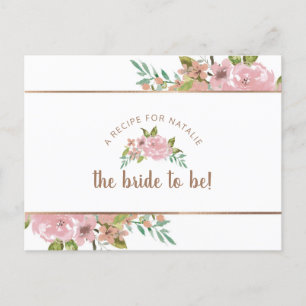 Offrir une carte de recette à une mariée rose Vint
