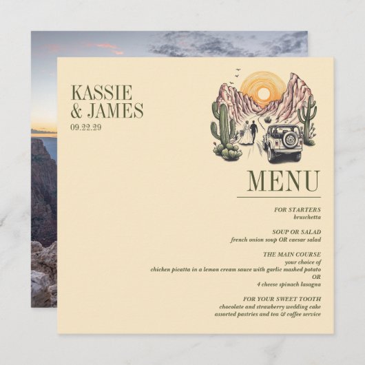 Offroad Canyon Couple Wedding Menu (Voorkant / Achterkant)