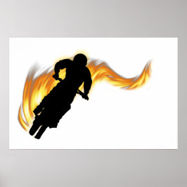 OffRoad Dirt Bike met Flames Poster