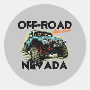 OffRoad Nevada 4X4 ATV past tekst T-Shirt aan Ronde Sticker