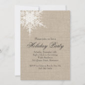 Offset Burlap Snowflake Fête Invitation (Devant)