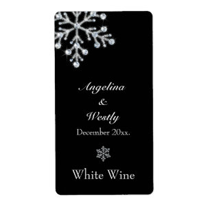 Offset Crystal Snowflake Weddenschap Wine Label zw