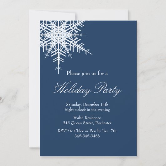 Offset de fête de vacances Snowy Navy Invitation (Devant)