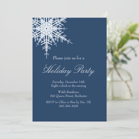 Offset de fête de vacances Snowy Navy Invitation (Debout devant)