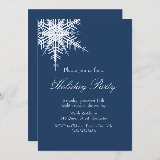 Offset de fête de vacances Snowy Navy Invitation (Devant / Derrière)