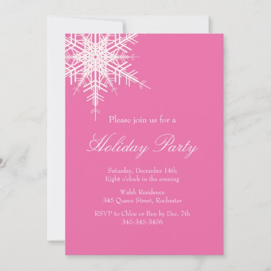 Offset Fête de Vacances Snowy Fuchsia Invitation (Devant)