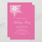 Offset Fête de Vacances Snowy Fuchsia Invitation (Devant / Derrière)