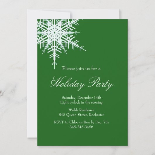 Offset Fête de Vacances Snowy Green Invitation (Devant)