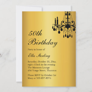 Offset Grand Ballroom Birthday Invitation gold Kaart
