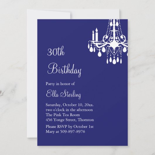 Offset Grand Ballroom Birthday Uitnodiging (indigo (Voorkant)