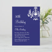 Offset Grand Ballroom Birthday Uitnodiging (indigo (Staand voorkant)
