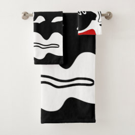 Offset kamer: Abstract zwart, wit & rood Bad Handdoek