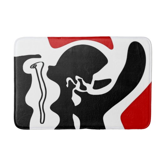 Offset kamer: Abstract zwart, wit & rood Badmat (Voorkant)