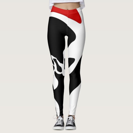 Offset kamer: Abstract zwart, wit & rood Leggings (Voorkant)
