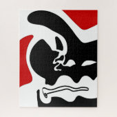 Offset Kamer: Abstract Zwart, Wit & Rood Legpuzzel (Verticaal)