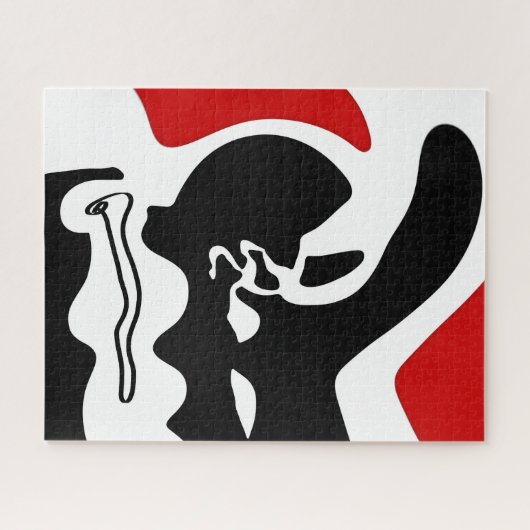 Offset Kamer: Abstract Zwart, Wit & Rood Legpuzzel (Horizontaal)
