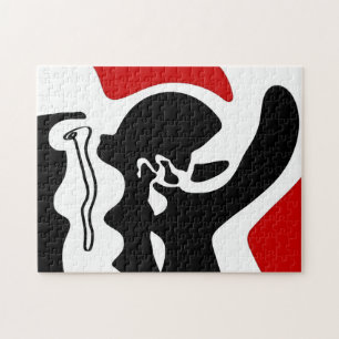 Offset kamer: Abstract zwart, wit & rood Legpuzzel