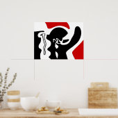 Offset kamer: Abstract zwart, wit & rood Poster (Keuken)