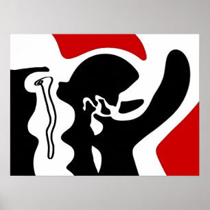 Offset kamer: Abstract zwart, wit & rood Poster