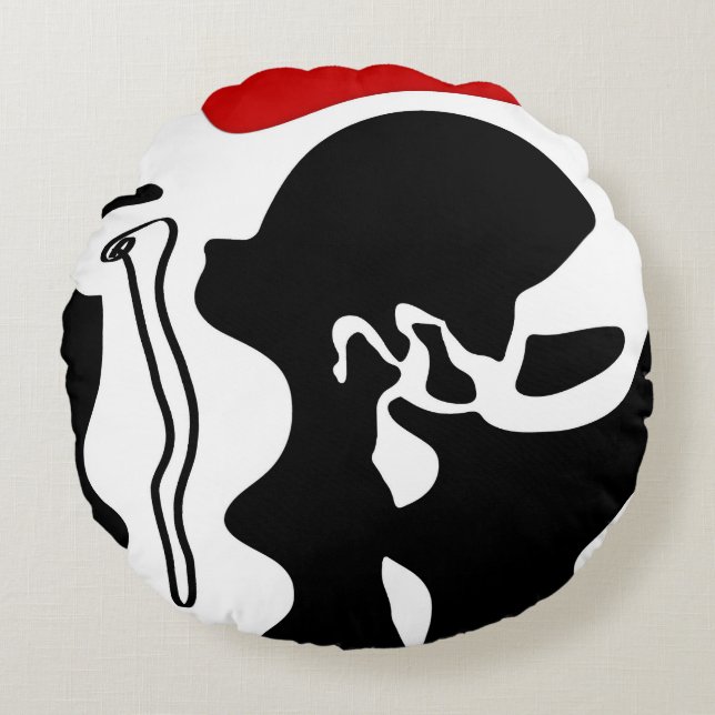 Offset kamer: Abstract zwart, wit & rood Rond Kussen (Voorkant)