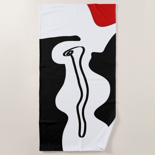 Offset kamer: Abstract zwart, wit & rood Strandlaken (Voorkant)