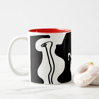 Offset kamer: Abstract zwart, wit & rood Tweekleurige Koffiemok
