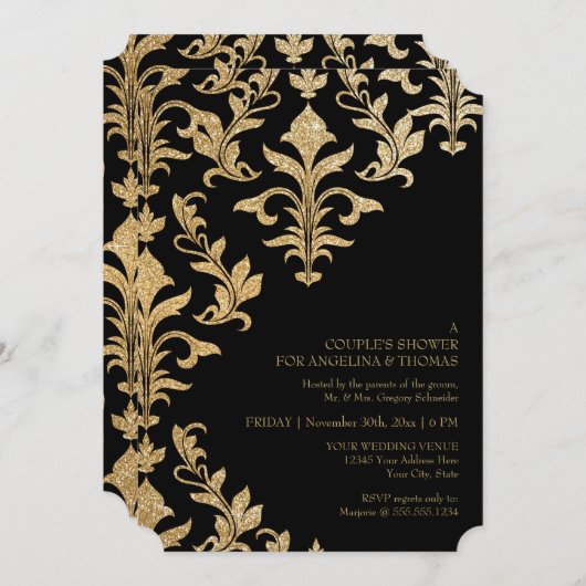 Offset moderne Mariage damassé Invitations Faux Go (Devant / Derrière)