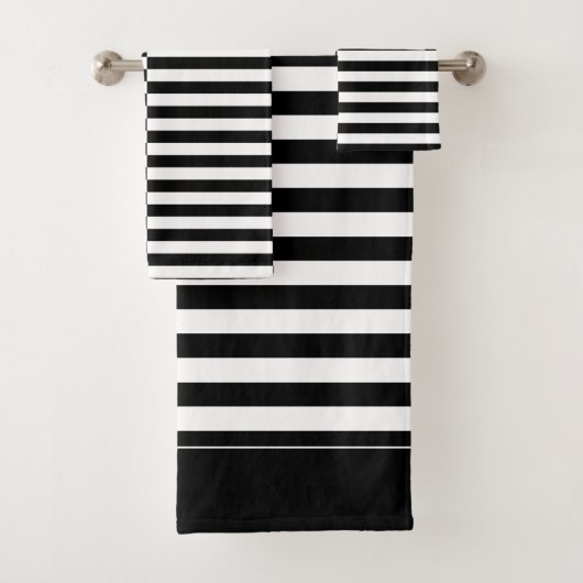 Offset zwarte en witte stripset handdoekset bad handdoek (Insitu)