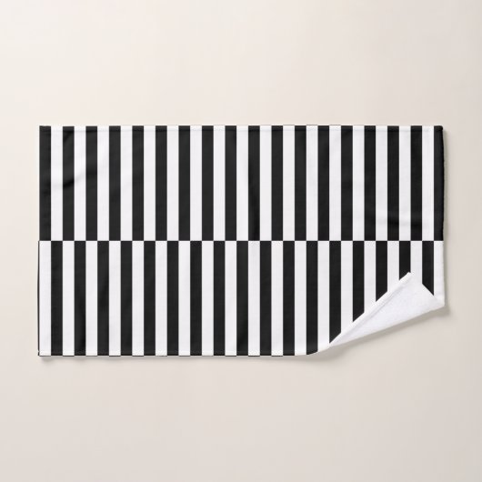 Offset zwarte en witte stripset handdoekset bad handdoek (Handdoek)